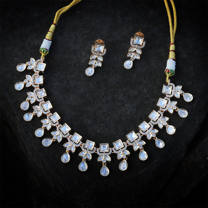 Gold finished Kundan Polki Choker Set