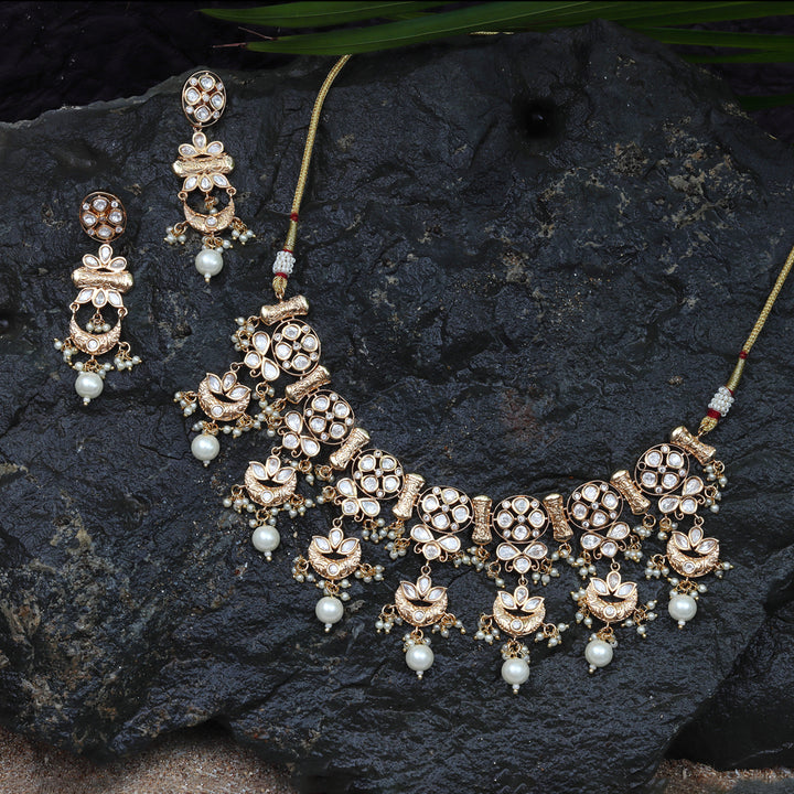 Kundan Choker Set with White Beads