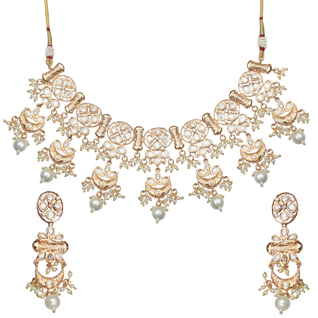 Kundan Choker Set with White Beads