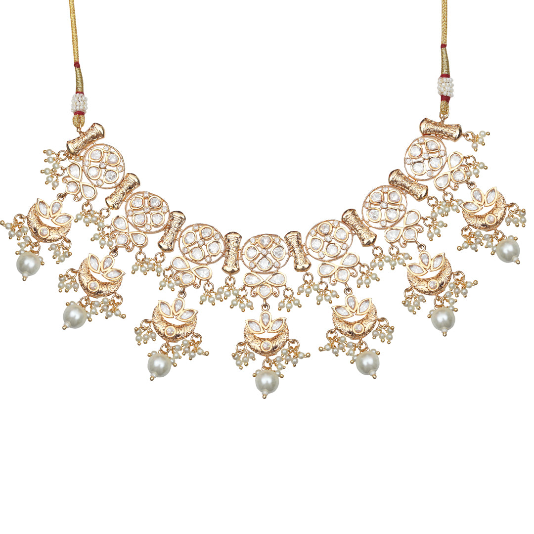 Kundan Choker Set with White Beads