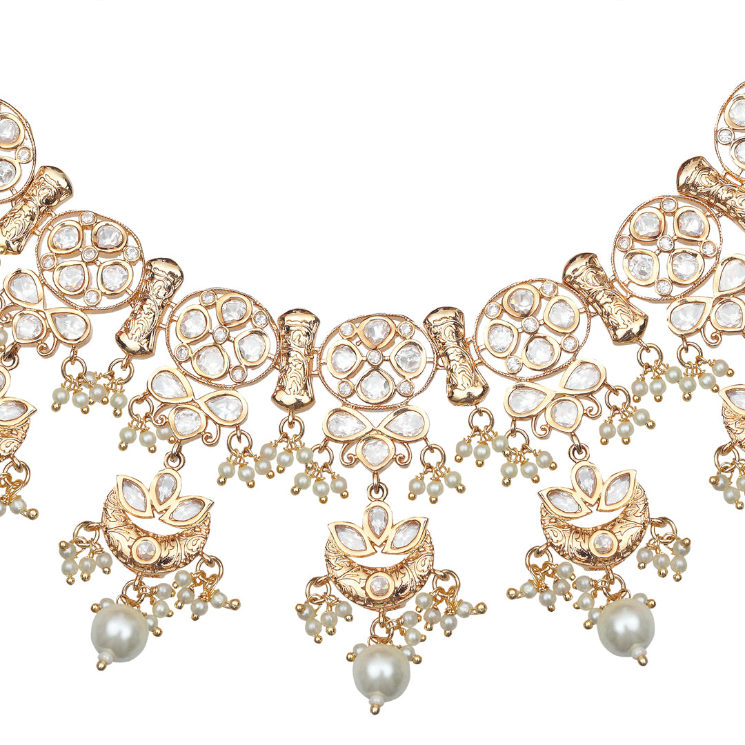 Kundan Choker Set with White Beads