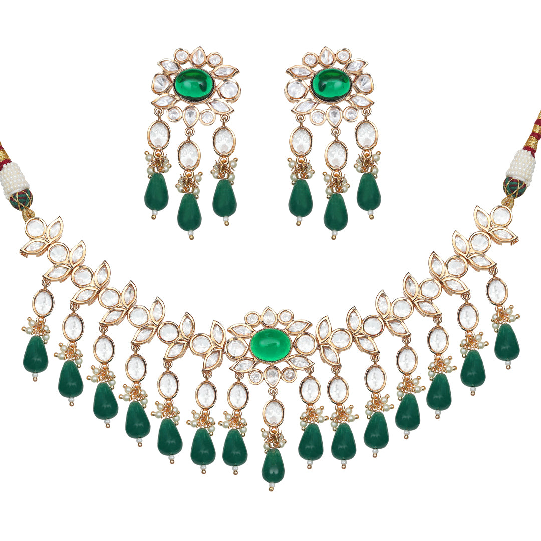 Kundan Choker Set with Emerald Green Stones