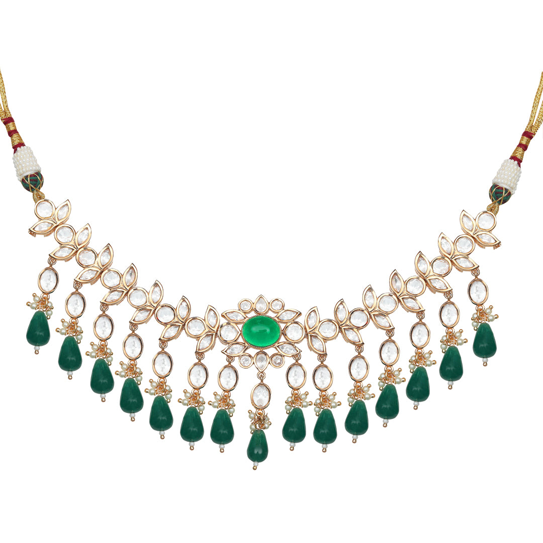 Kundan Choker Set with Emerald Green Stones