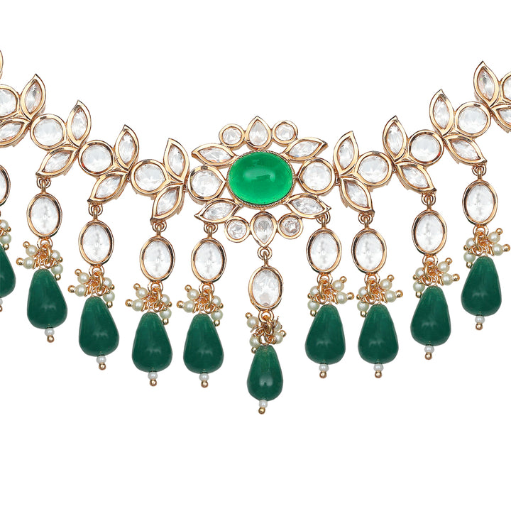 Kundan Choker Set with Emerald Green Stones