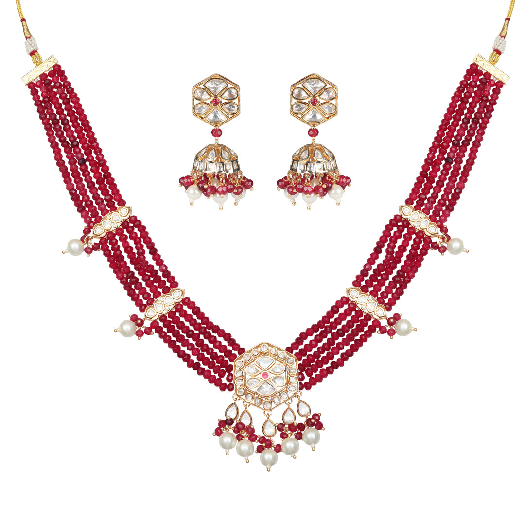 Ruby Polki Necklace Set