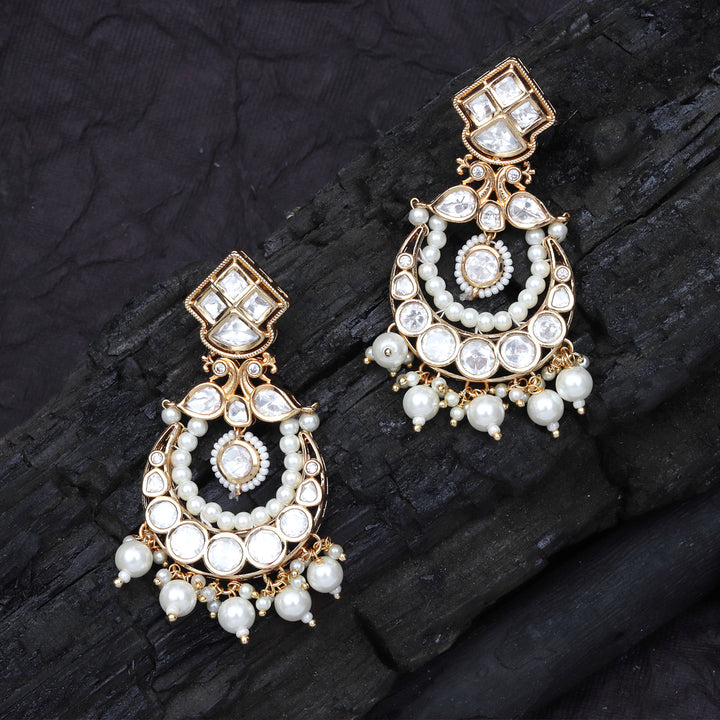 Gold Finish Kundan and Polki Chaandbaalis