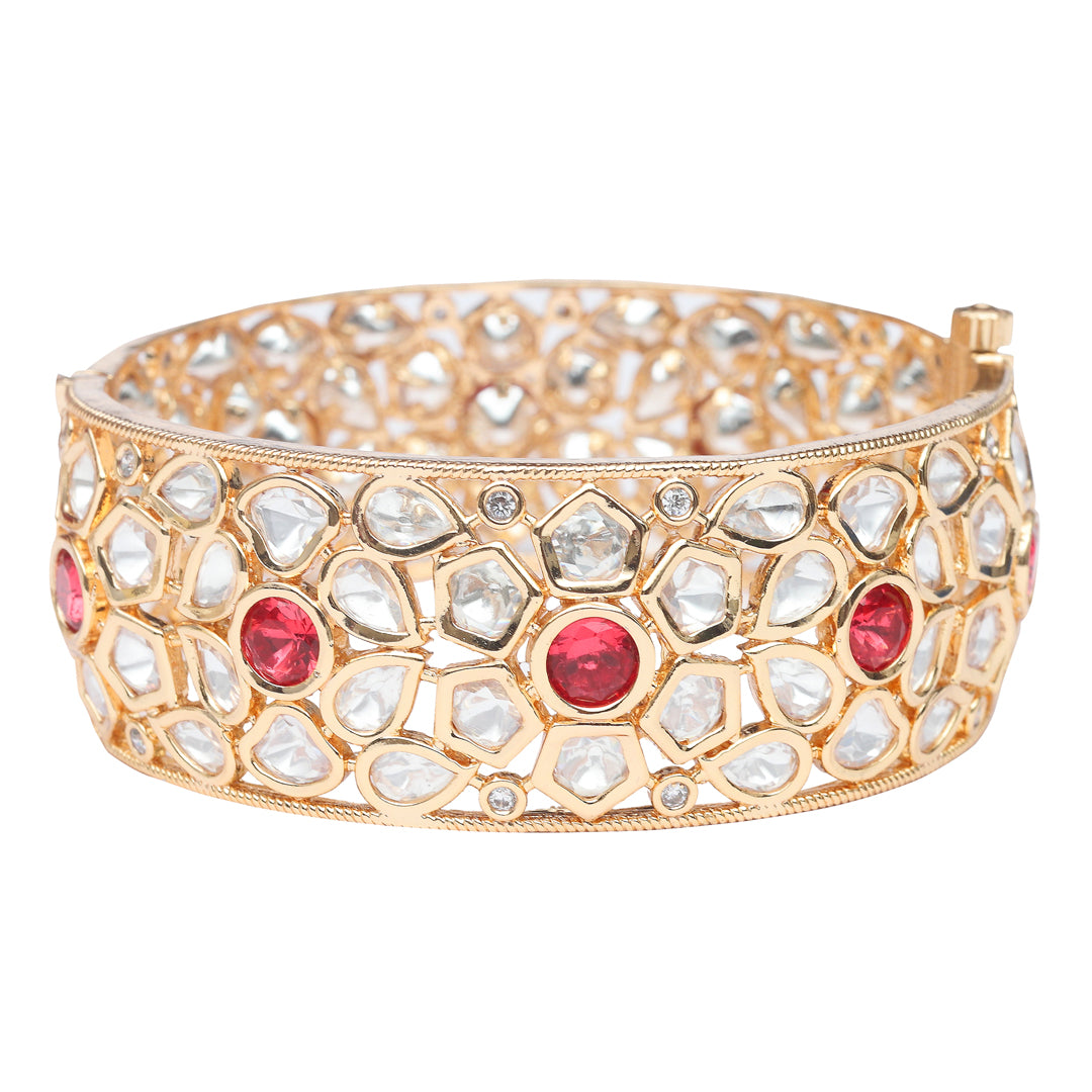 Red Kundan Polki Bangles Set