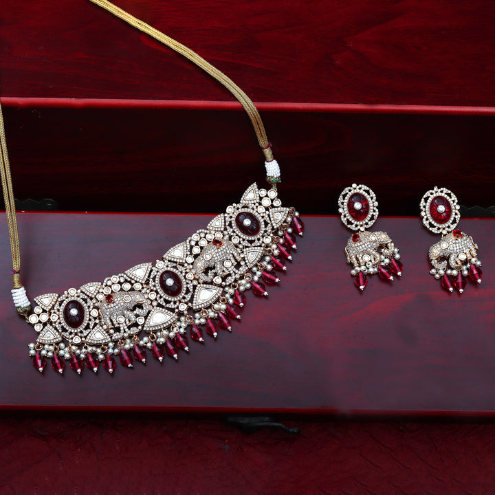 Kundan Polki Elephant Motif Bridal Choker Set