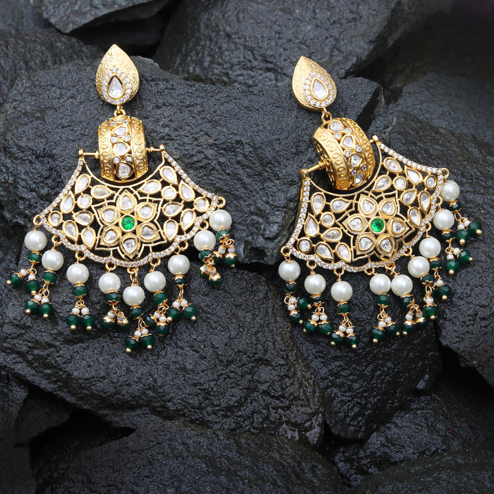 Kundan Chanbalis with Emerald Green & White Beads.