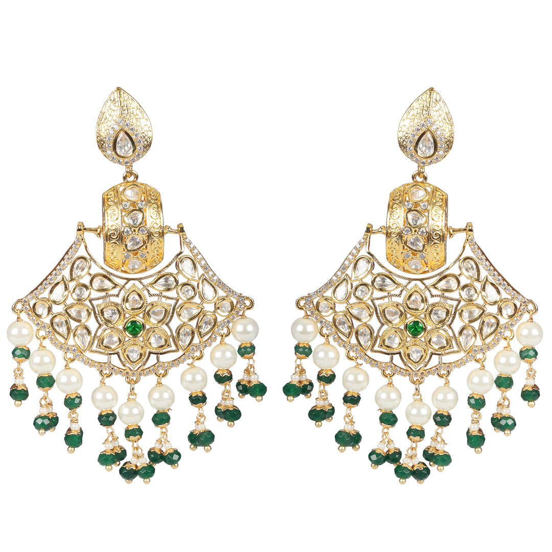 Kundan Chanbalis with Emerald Green & White Beads.