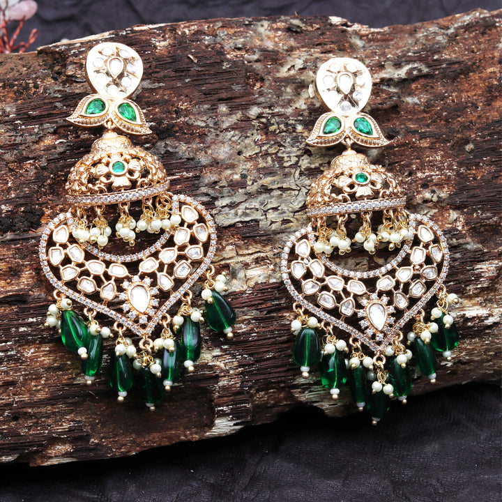 Gold Finish Kundan and Polki Danglers