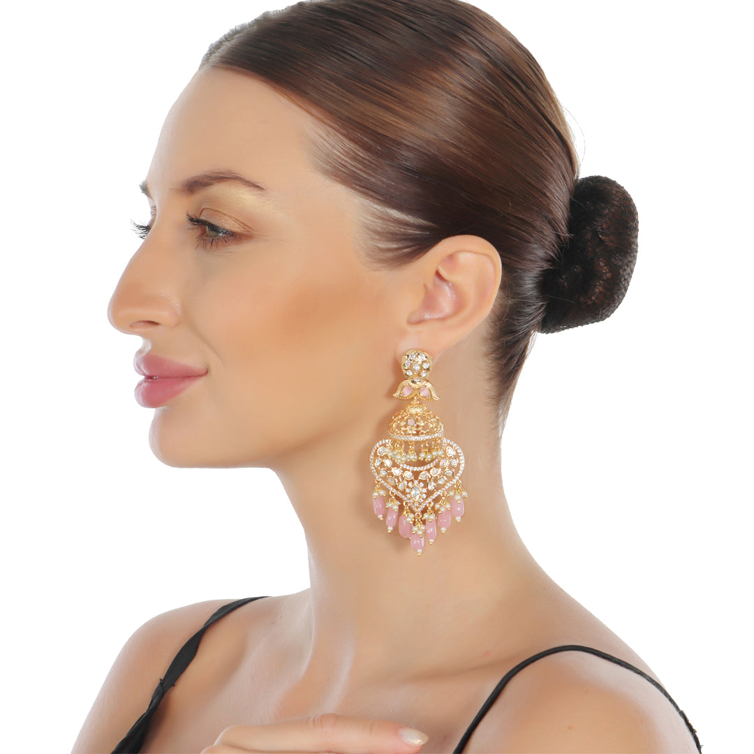 Gold Finish Kundan and Polki Danglers