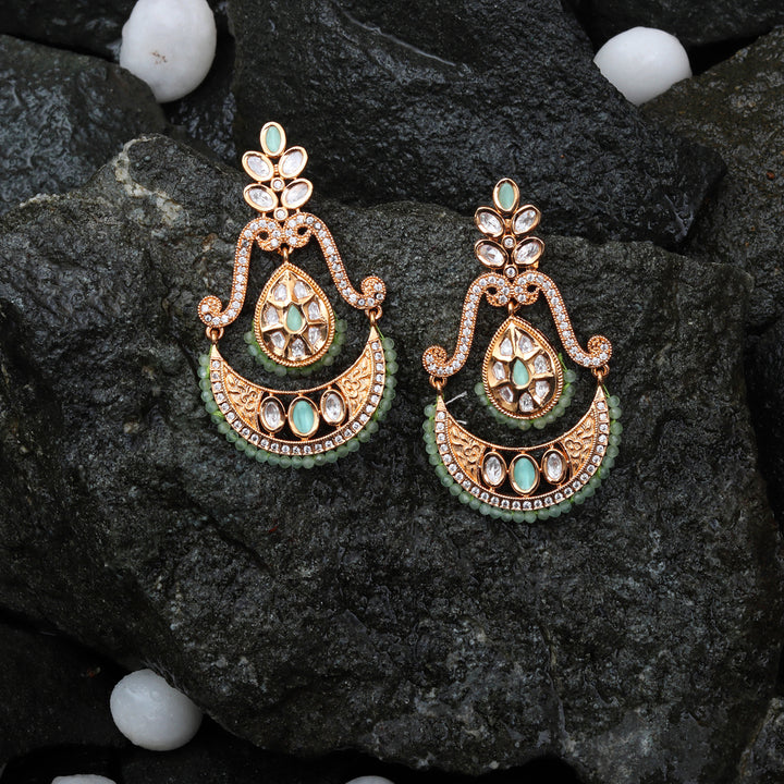 Kundan Chanbalis with Delicate Faux Diamonds and Mint Beads.