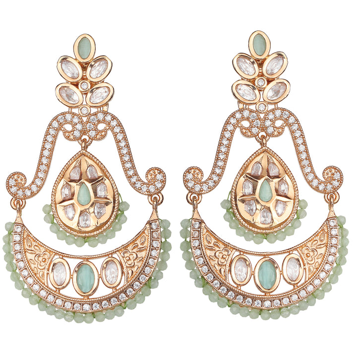 Kundan Chanbalis with Delicate Faux Diamonds and Mint Beads.