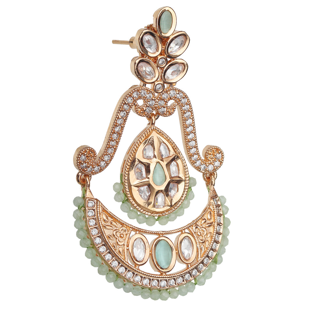 Kundan Chanbalis with Delicate Faux Diamonds and Mint Beads.