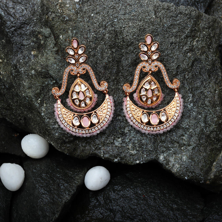 Kundan Chanbalis with Delicate Faux Diamonds and Blush Pink Beads.