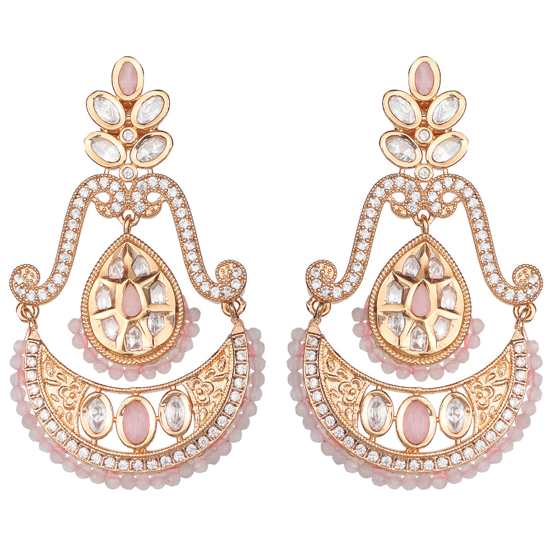 Kundan Chanbalis with Delicate Faux Diamonds and Blush Pink Beads.