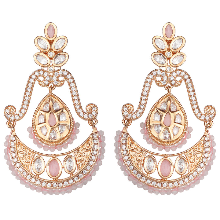 Kundan Chanbalis with Delicate Faux Diamonds and Blush Pink Beads.