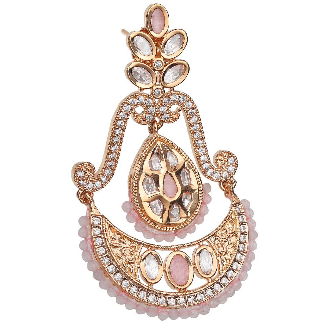 Kundan Chanbalis with Delicate Faux Diamonds and Blush Pink Beads.