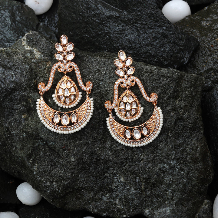 Kundan Chanbalis with Delicate Faux Diamonds and White Beads.