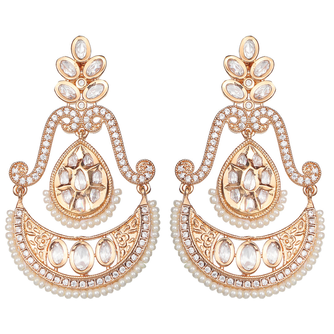 Kundan Chanbalis with Delicate Faux Diamonds and White Beads.