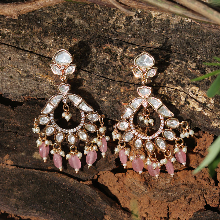 Gold finished Kundan and Polki Chandbalis