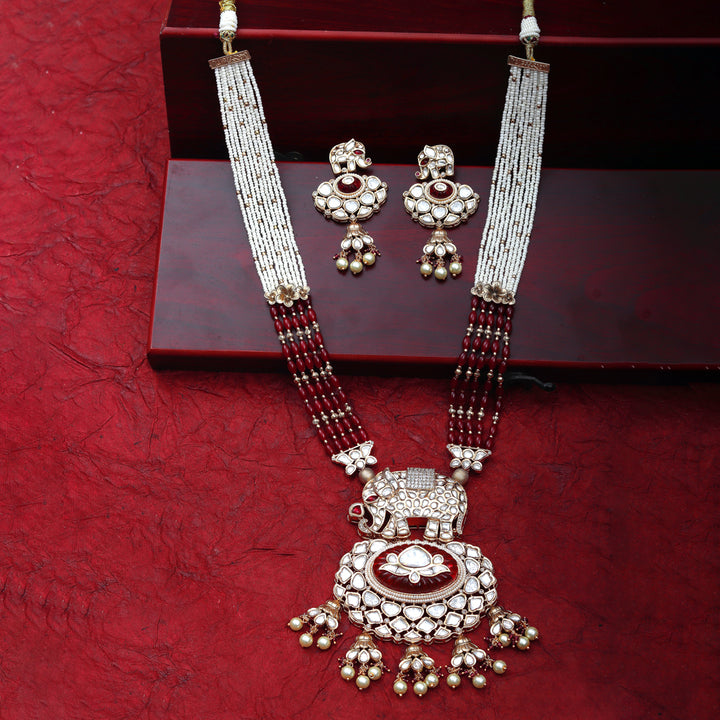 Kundan Polki Elephant Motif Mala Set