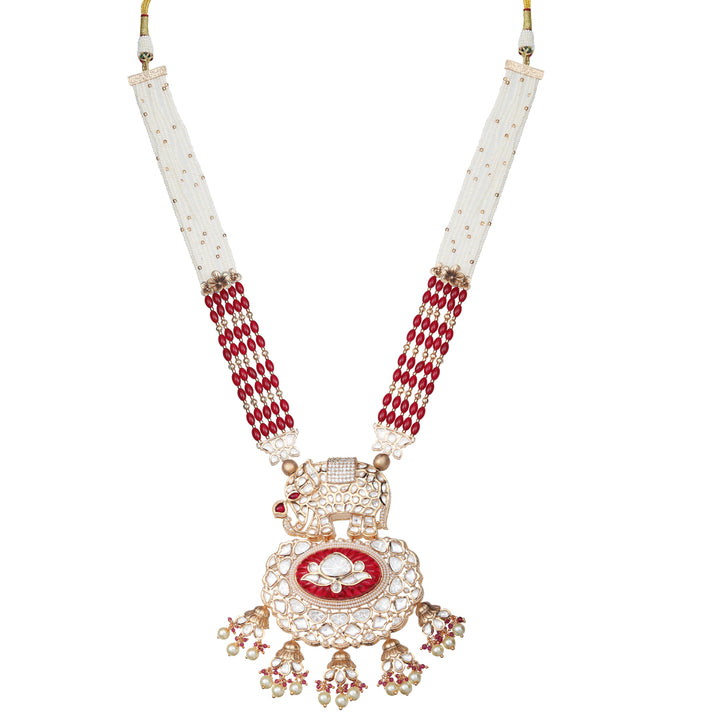 Kundan Polki Elephant Motif Mala Set