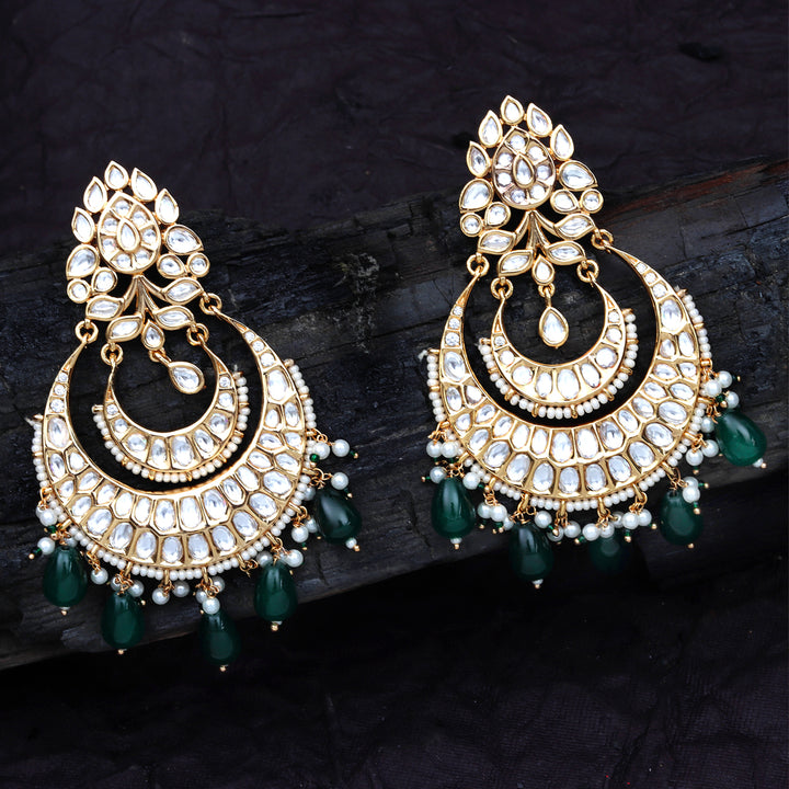 Gold Finish Kundan and Polki Chaanbaalis