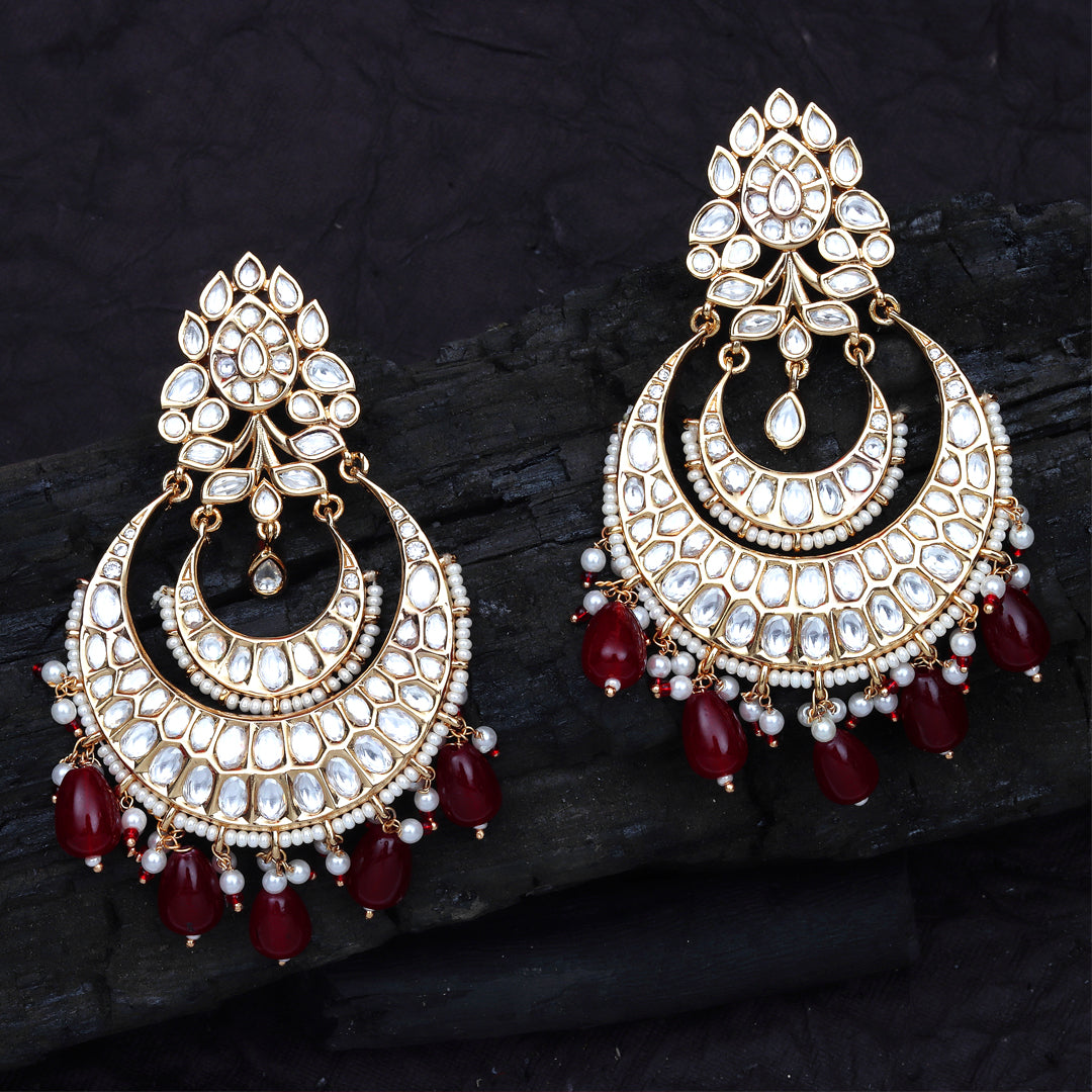 Gold Finish Kundan and Polki Chaanbaalis