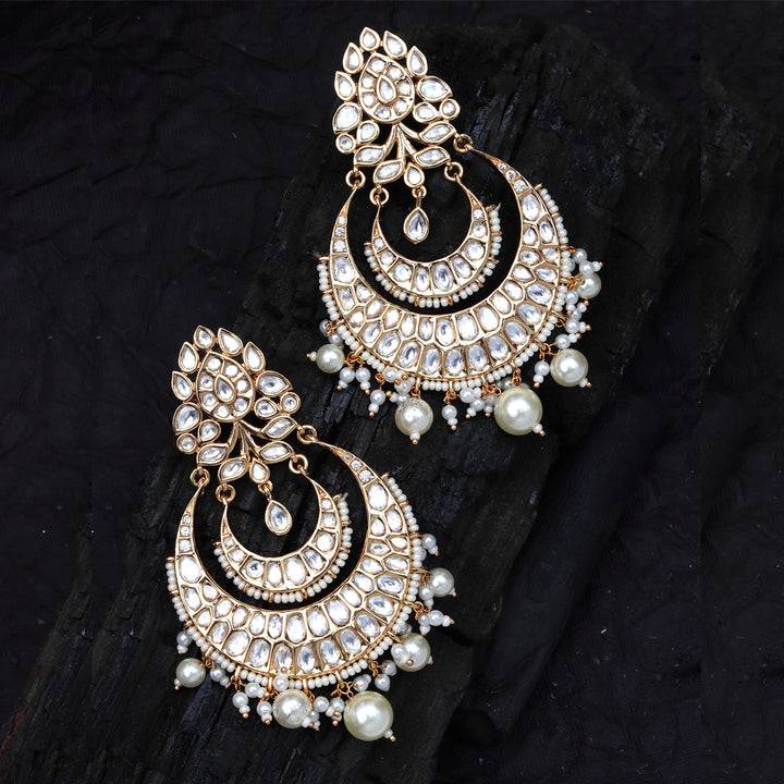 Gold Finish Kundan and Polki Chaanbaalis