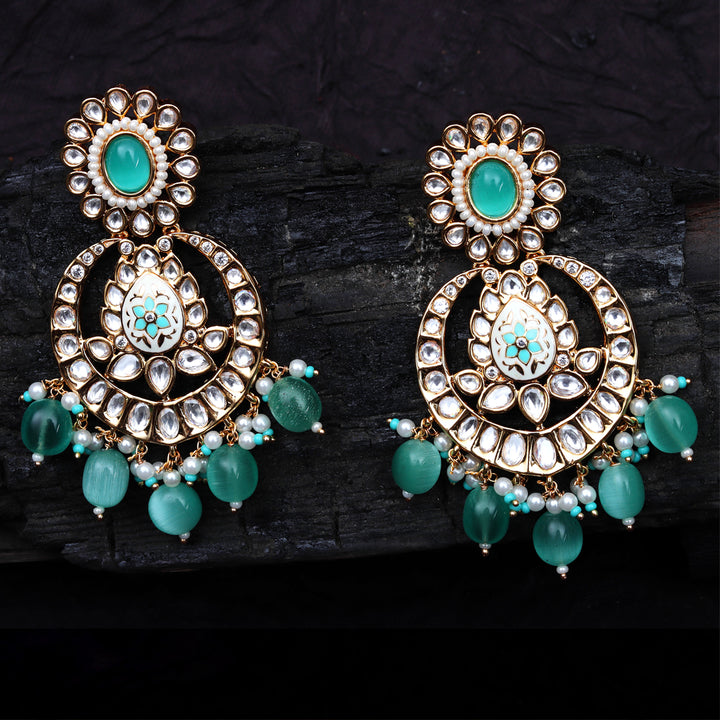 Mint Kundan and Meenakari Chaandbalis