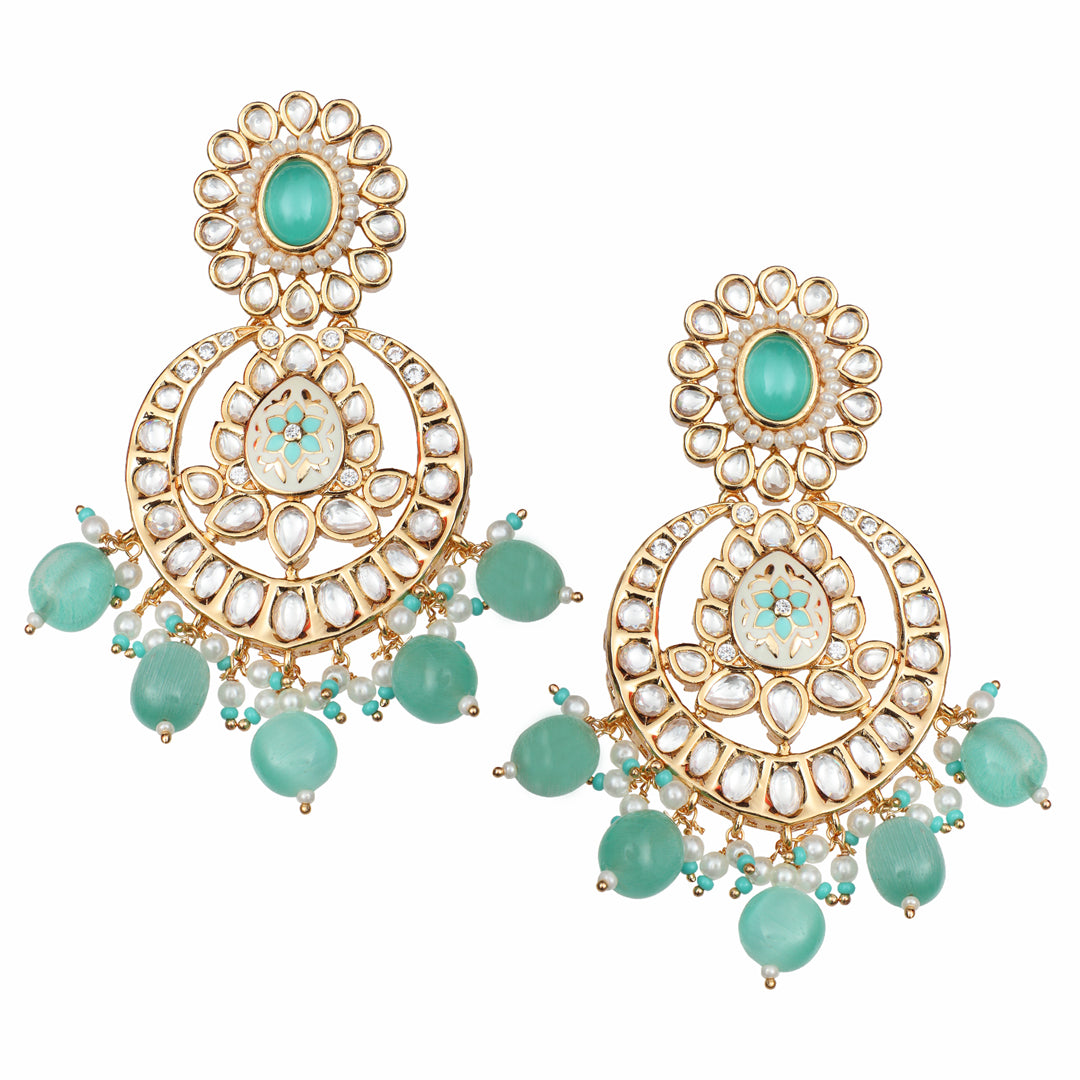 Mint Kundan and Meenakari Chaandbalis