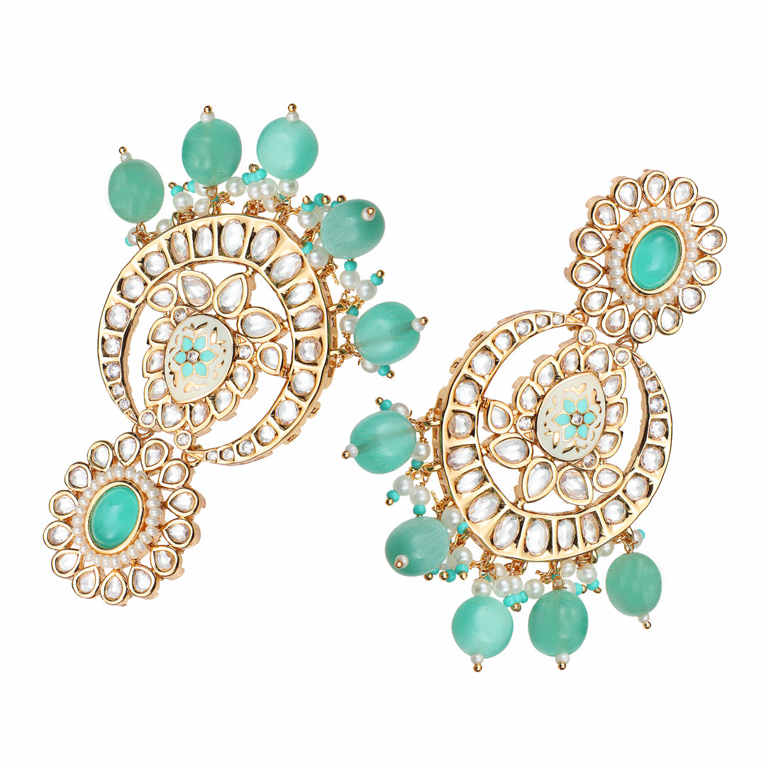 Mint Kundan and Meenakari Chaandbalis