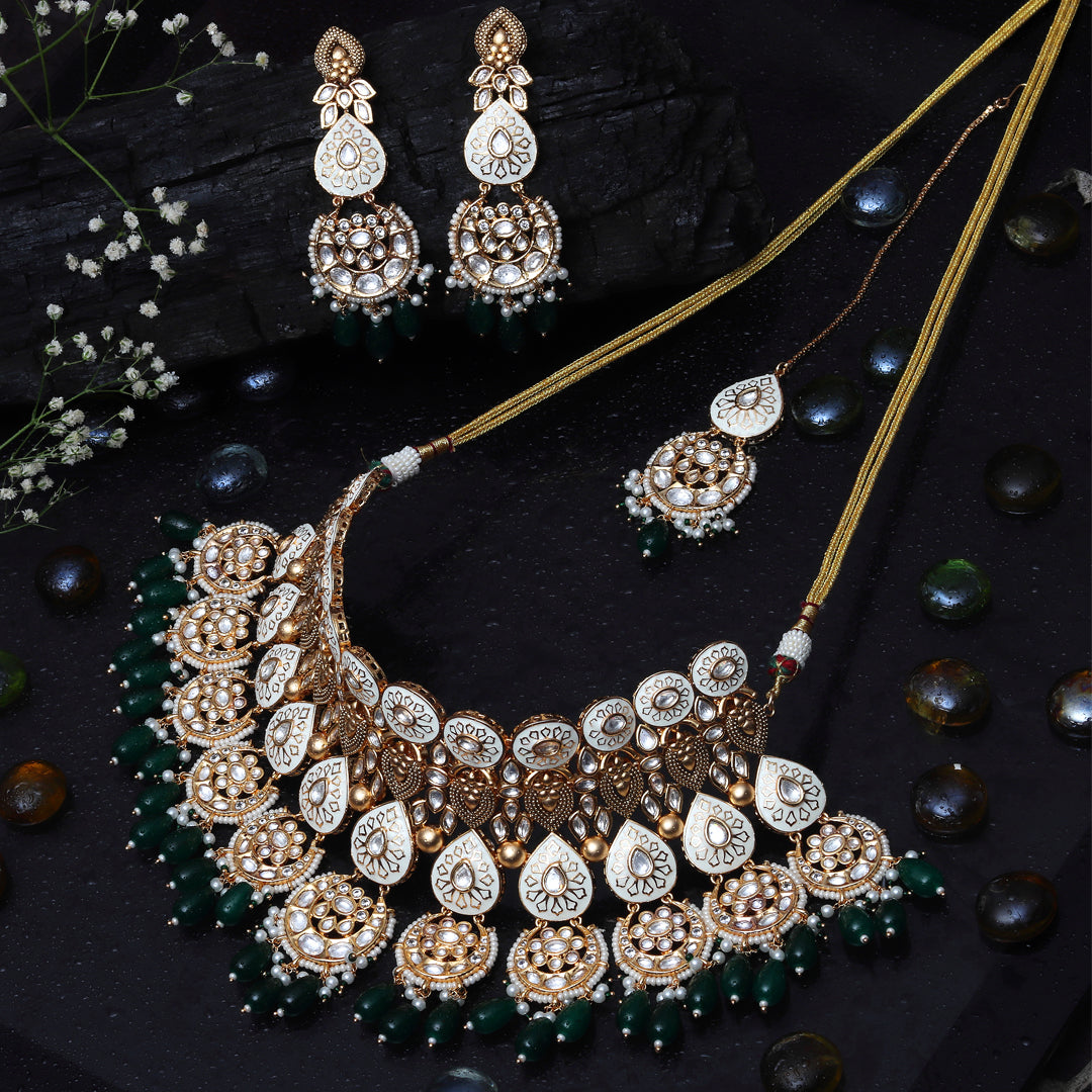 Blush Pink Meenakari Kundan Choker Set