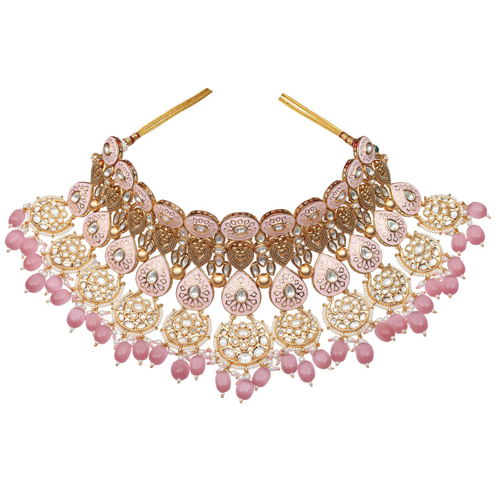 Blush Pink Meenakari Kundan Choker Set