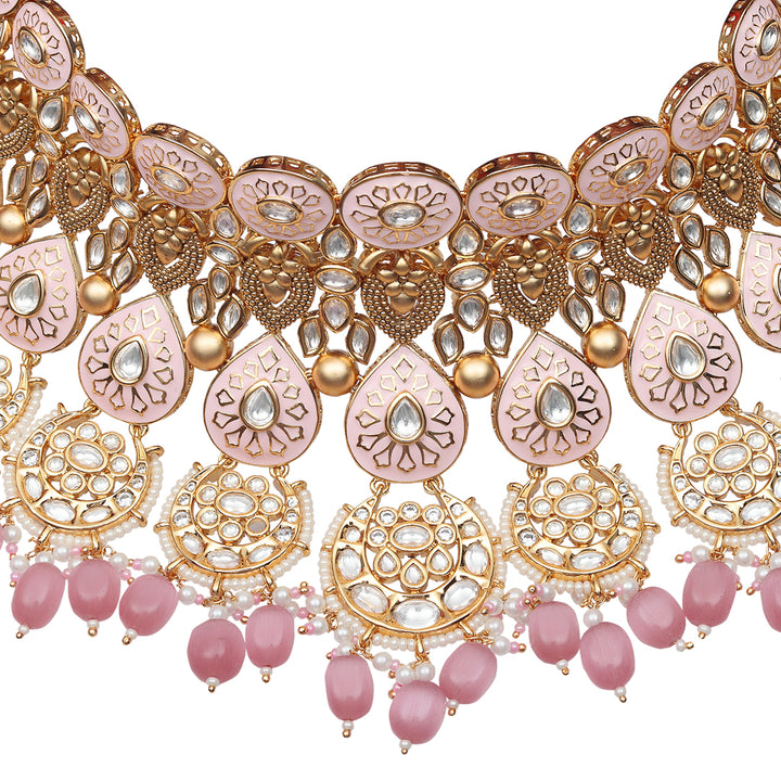 Blush Pink Meenakari Kundan Choker Set