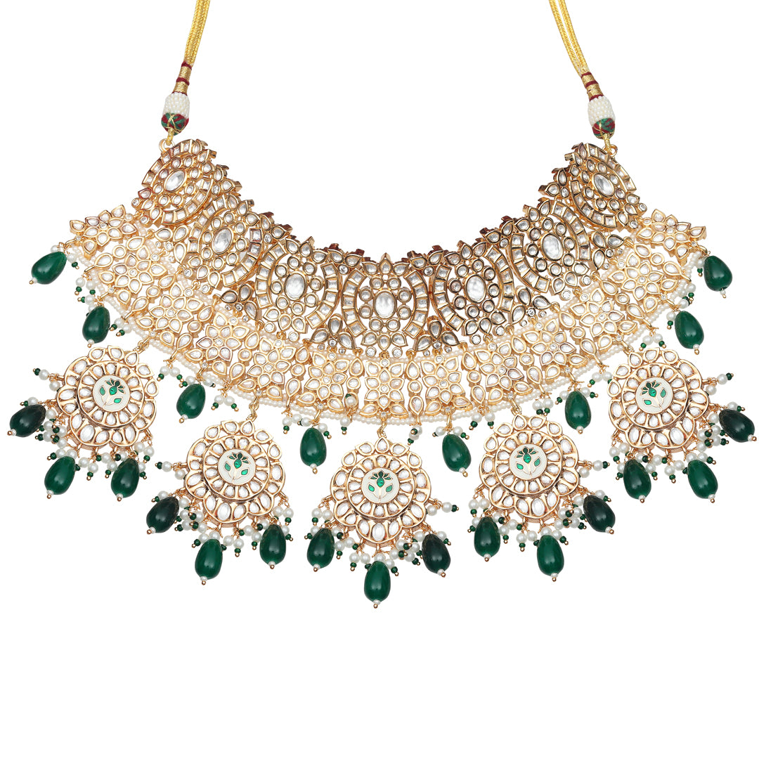 Emerald Green Meenakari Kundan Choker Set