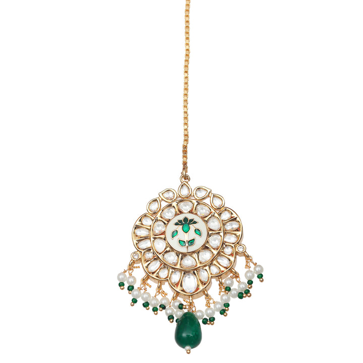 Emerald Green Meenakari Kundan Choker Set