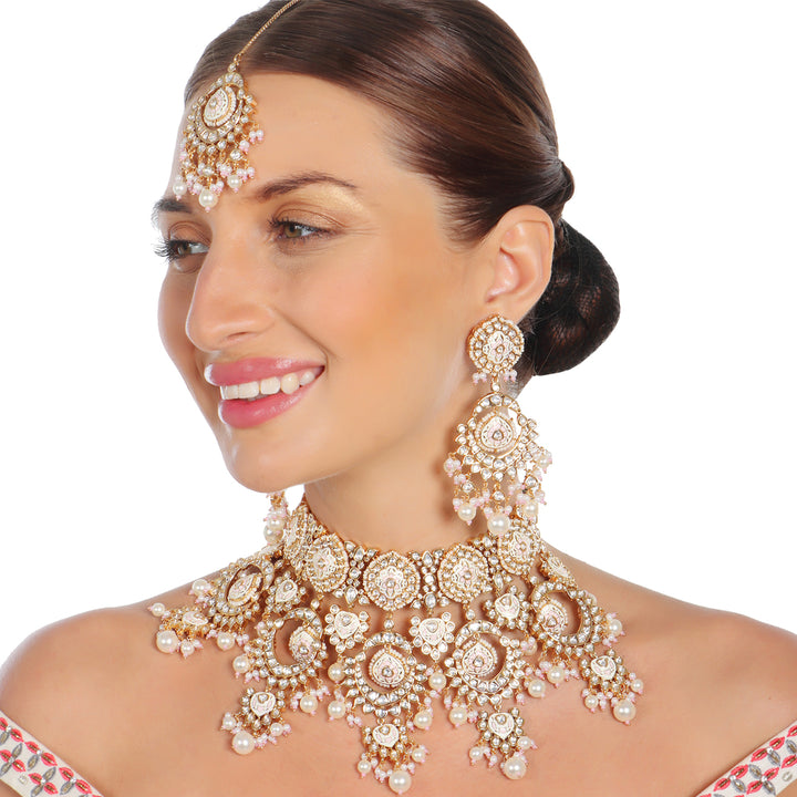 Ivory Bridal Meenakari Kundan Choker Set