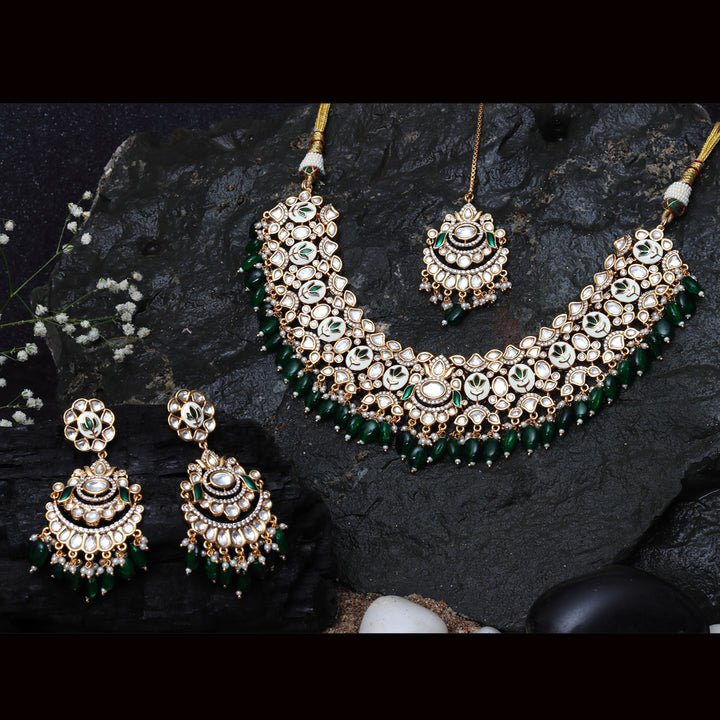 Emerald Green Meenakari Kundan Choker Set