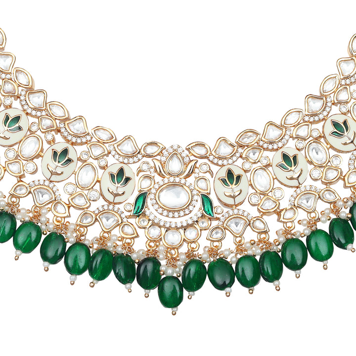 Emerald Green Meenakari Kundan Choker Set