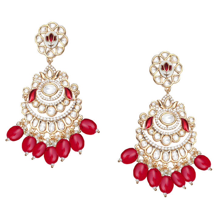 Vibrant Red Meenakari Kundan Choker Set