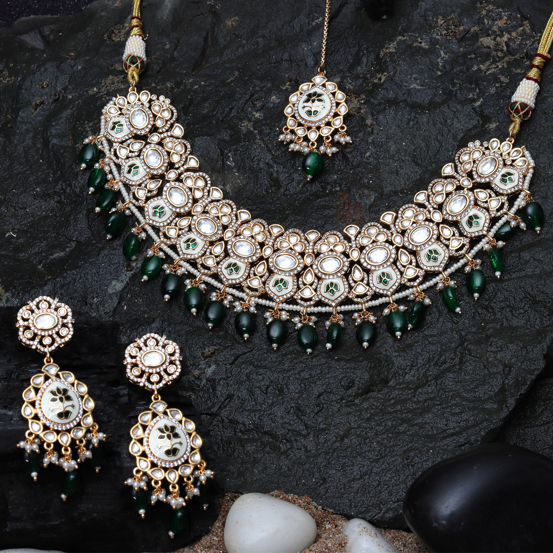 Mint Meenakari Kundan Choker Set