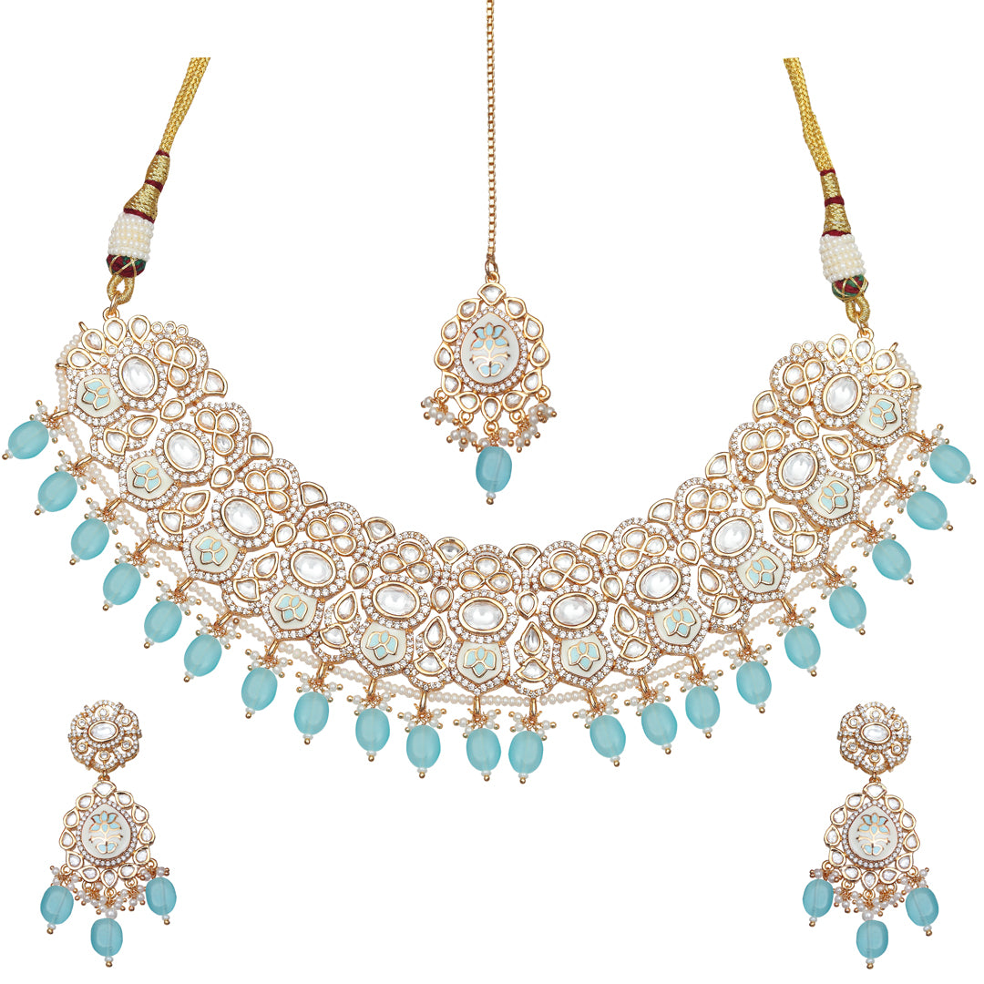 Mint Meenakari Kundan Choker Set