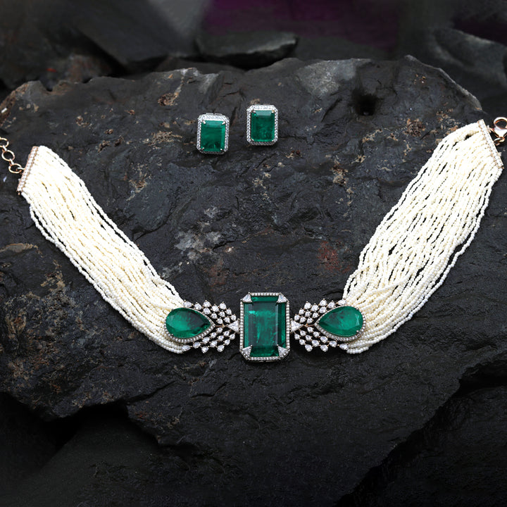 Emerald Green Doublet Choker Set