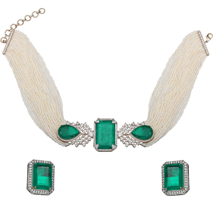 Emerald Green Doublet Choker Set