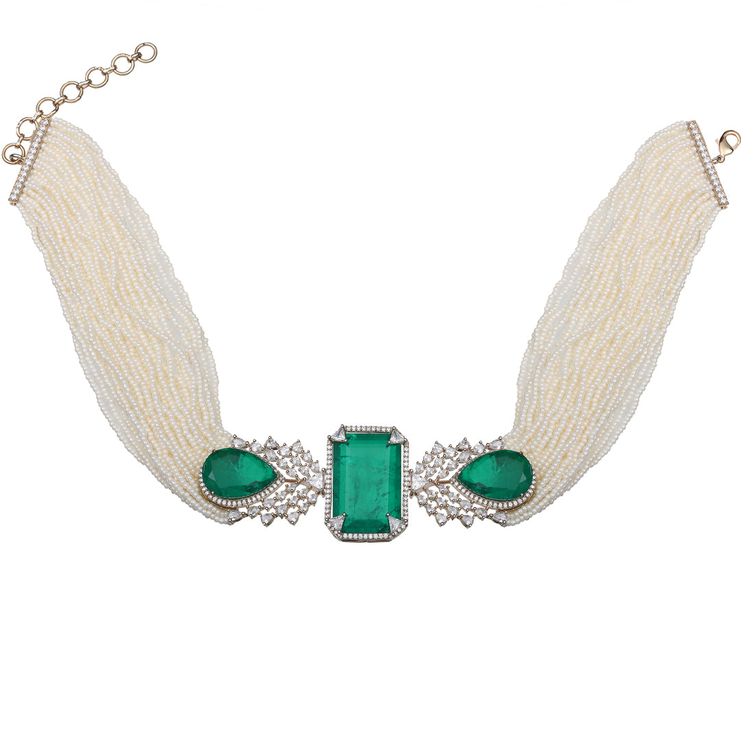 Emerald Green Doublet Choker Set