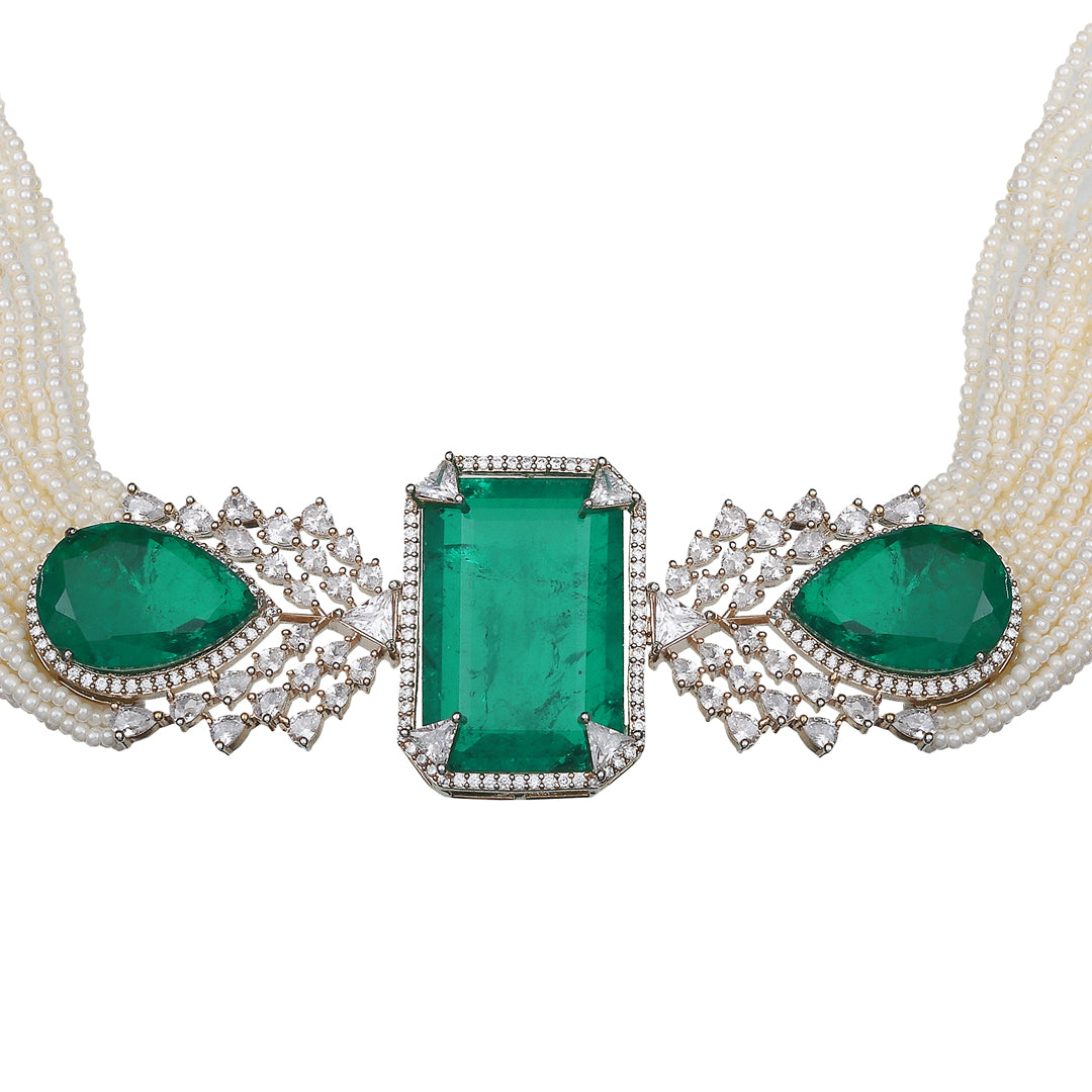 Emerald Green Doublet Choker Set