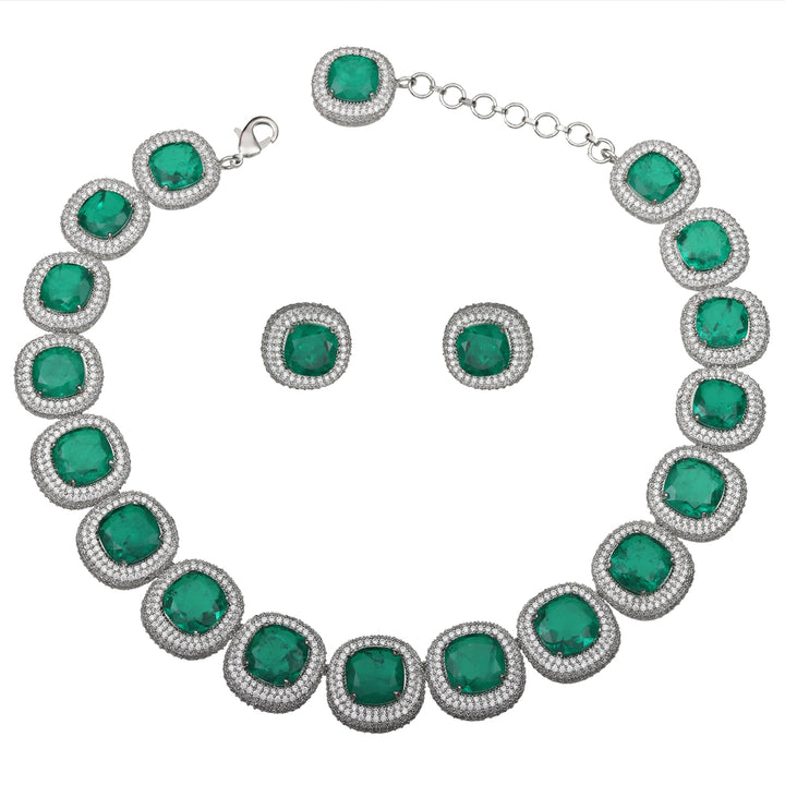 Pillow-Cut Emerald Green Doublet Choker Set